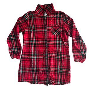 Wondershop at Target Women’s Red Plaid Flannel Sleep Shirt Size M 100% Cotton